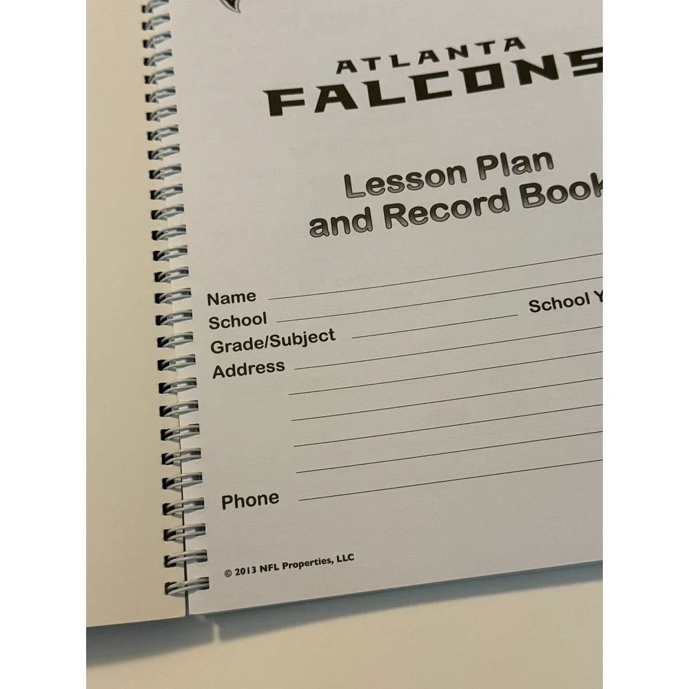 Atlanta‎ Falcons 8.3'' x 11'' Teacher Record Book Lesson Plan Undated Football